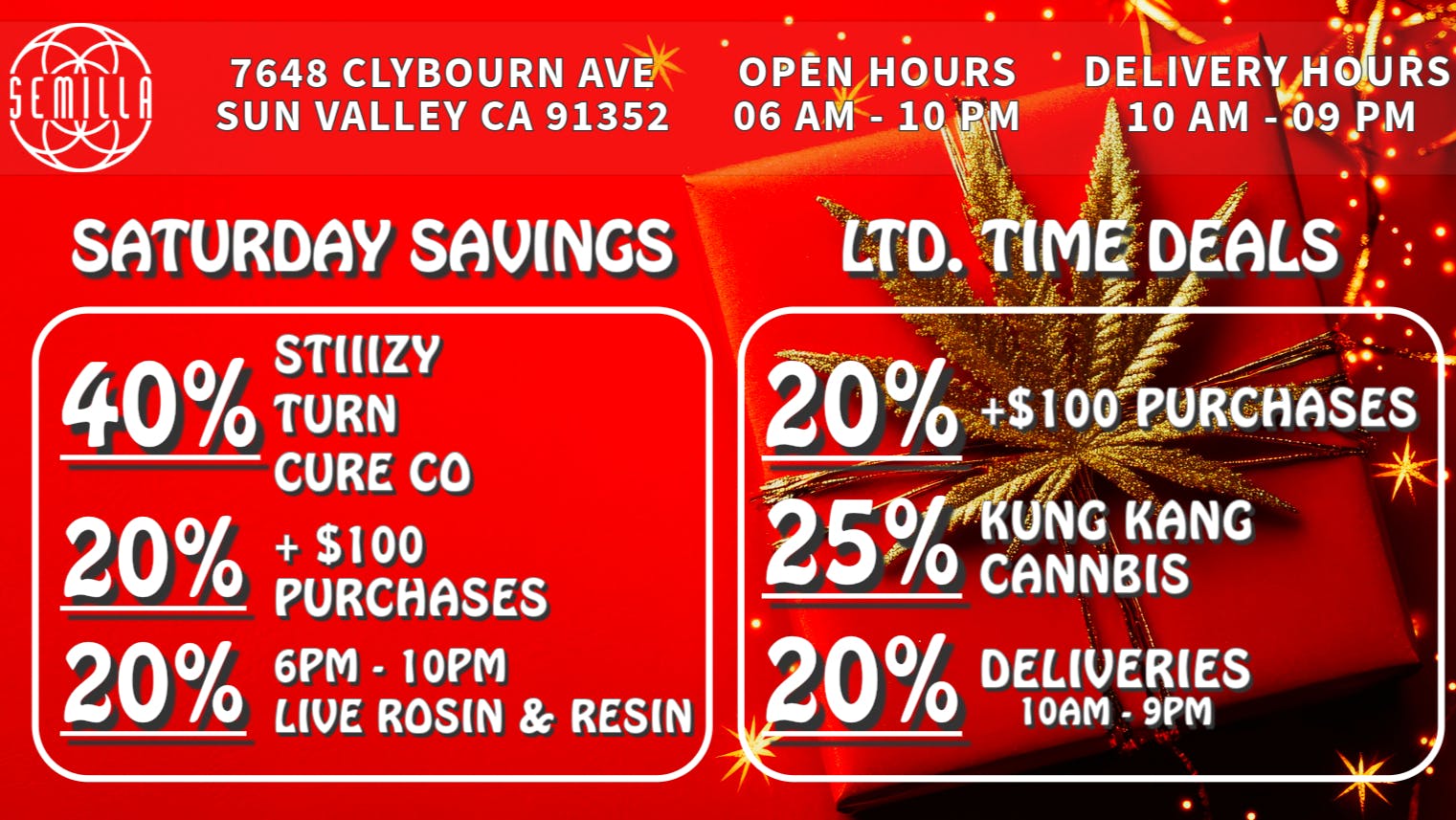 SEMILLA HRC 40%OFF Stiiizy, Turn & Cure Co