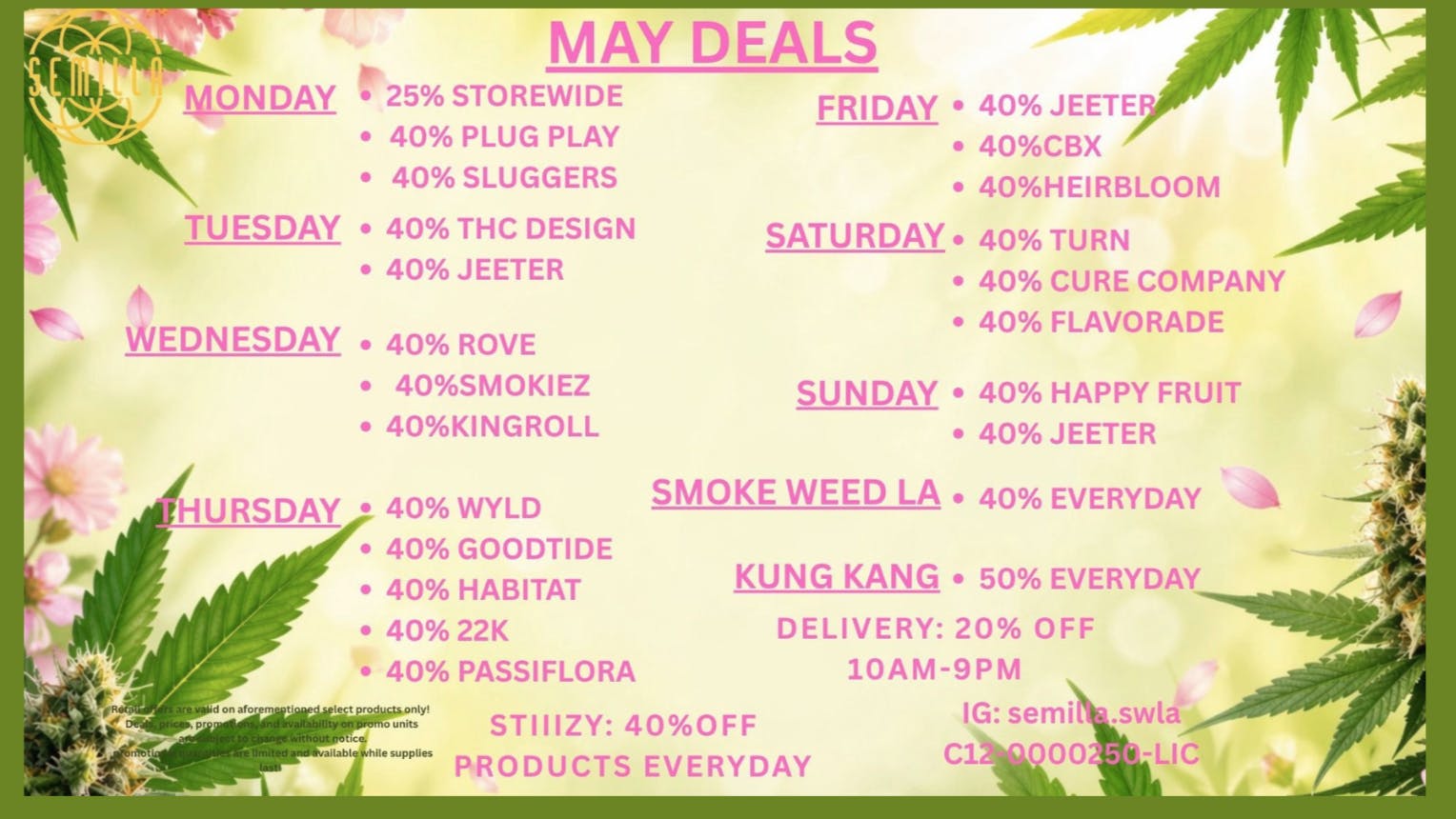 SEMILLA HRC MAY DEALS 40% OFF SELECT BRANDS