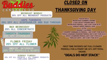 Buddies Cannabis Co Check out our daily deals!