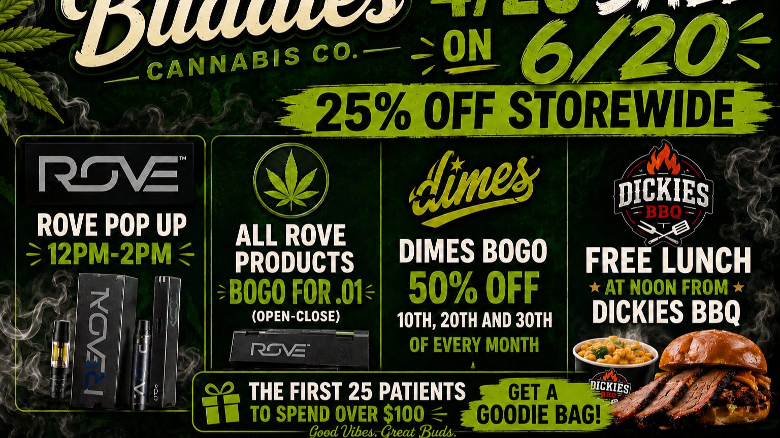 Buddies Cannabis Co 4/20 SALE on June 20th