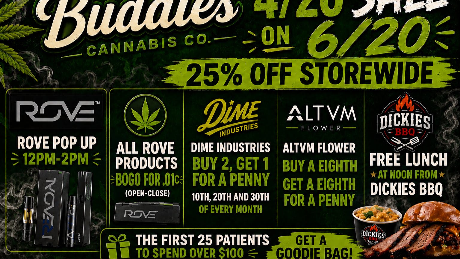 Buddies Cannabis Co 4/20 SALE on June 20th