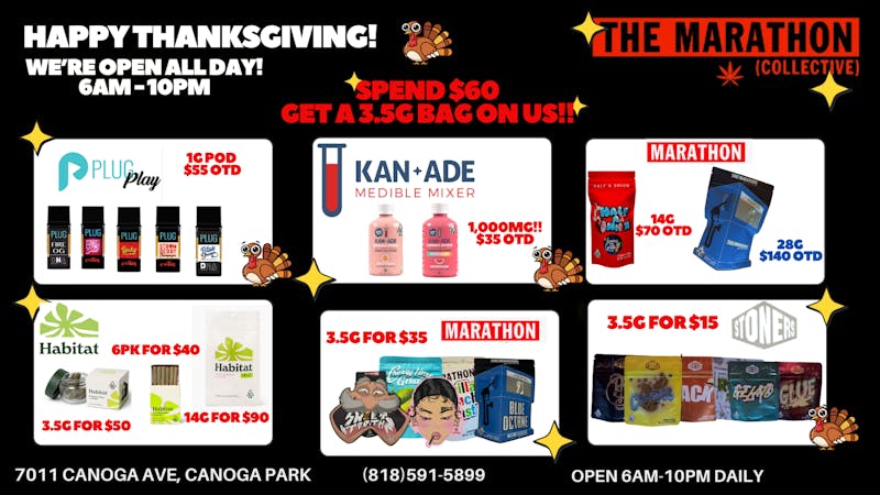 The Marathon Collective HAPPU THANKSGIVING! WE ARE OPEN!!