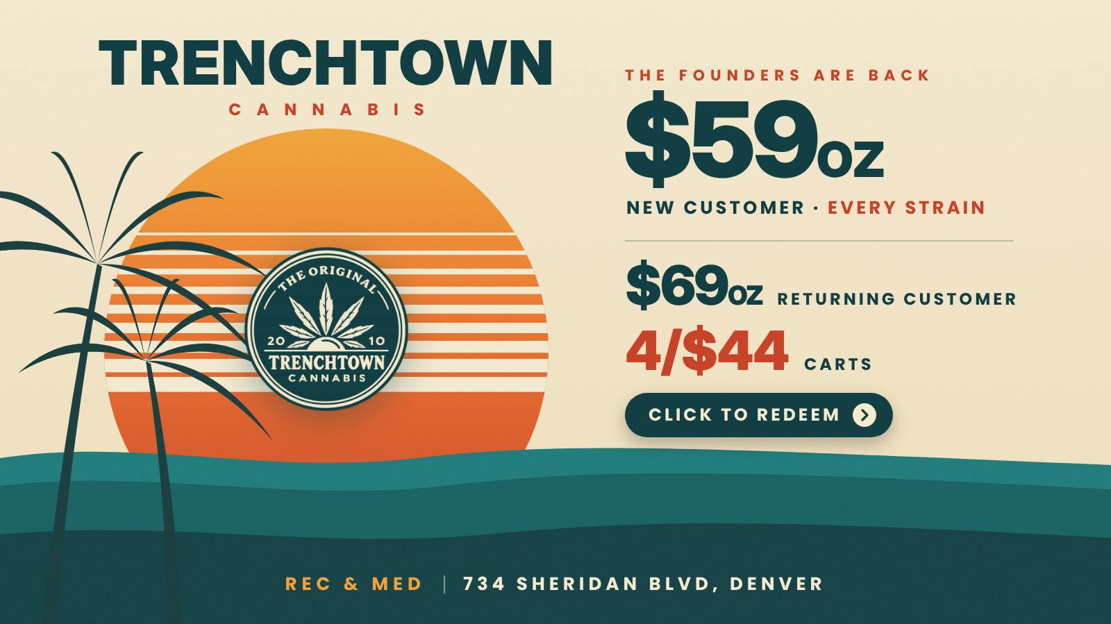 Trenchtown Cannabis $59 Oz Every Strain-4/$44 Carts