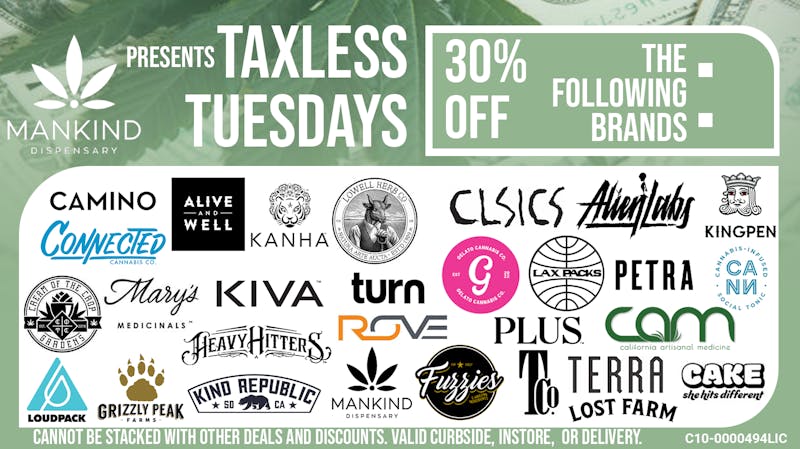 Mankind Delivery TAXLESS TUESDAY - 30% OFF SELECT BRANDS!