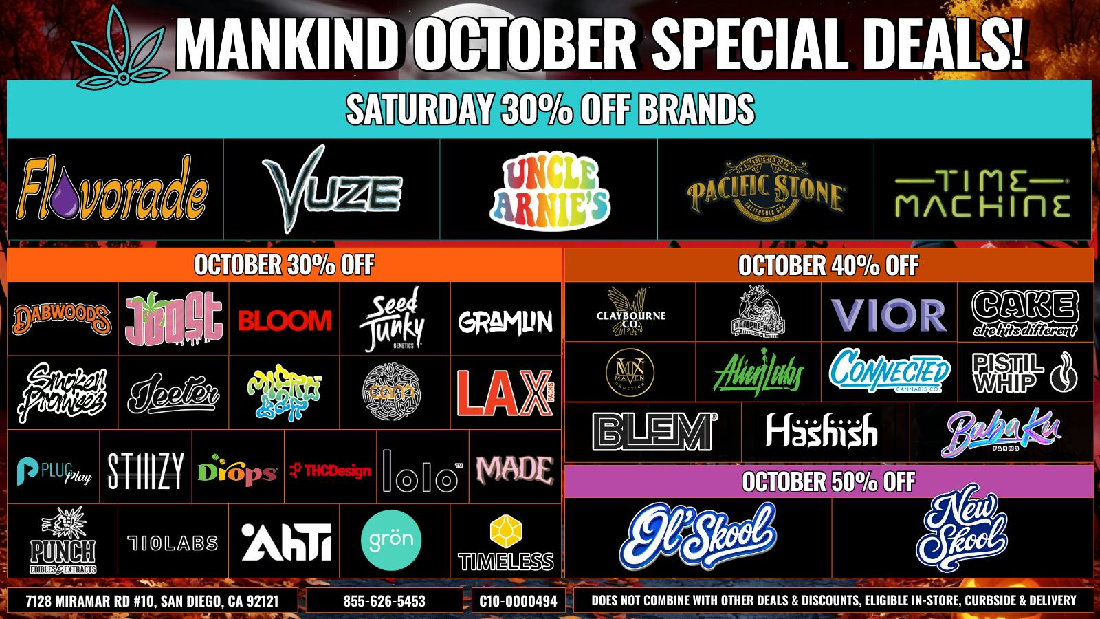 Mankind Dispensary Saturday Specials 30% Off Brands!