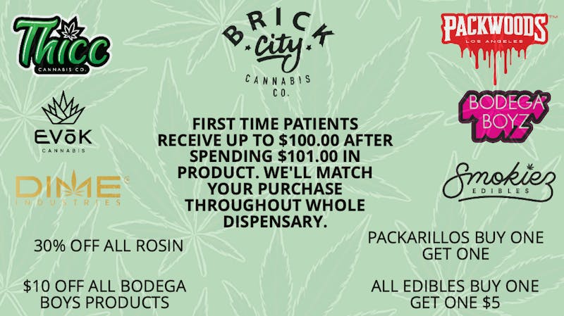 Brick City Cannabis Co. MENTION THIS DEAL & GET PLUGGED INTO SAVINGS