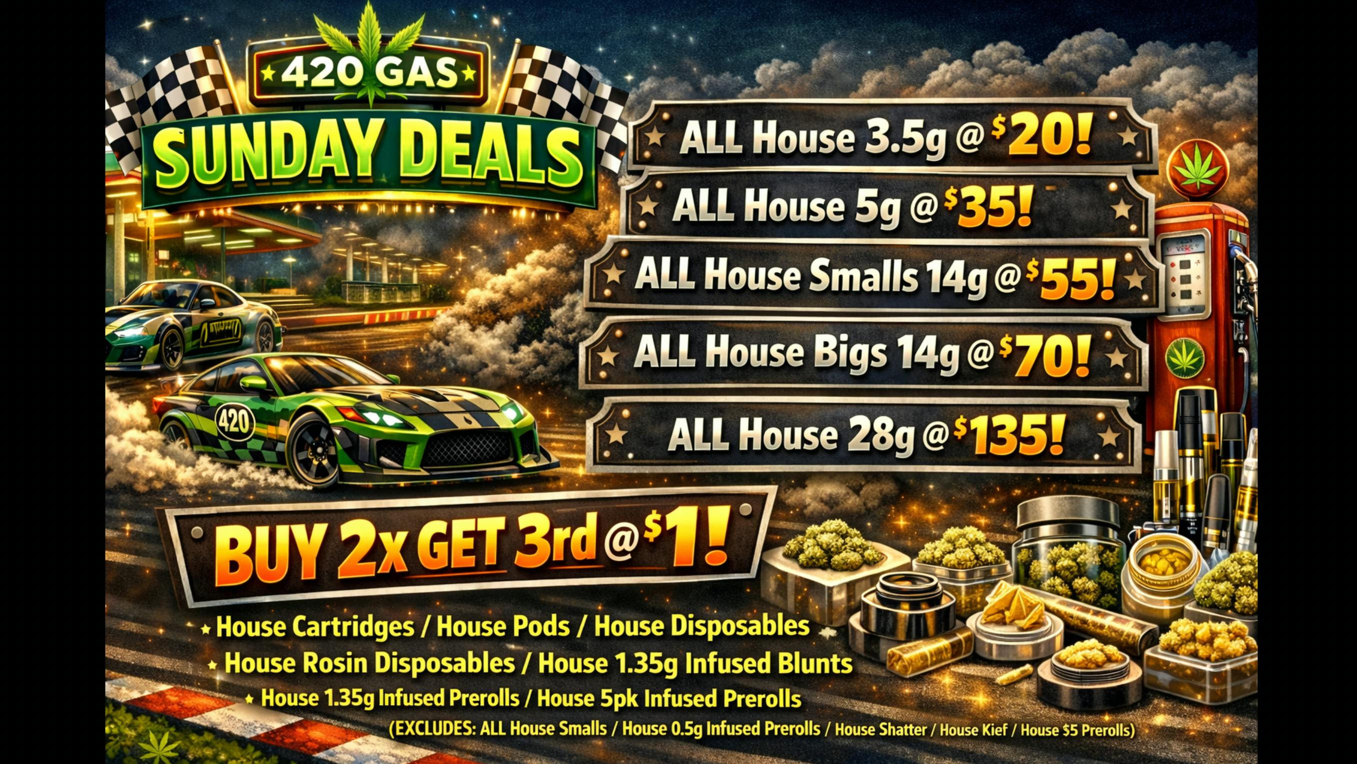 Gas Station Dispensary NEW SUNDAY DEALS! WHOLESALE ON EVERYTHING IN STORE