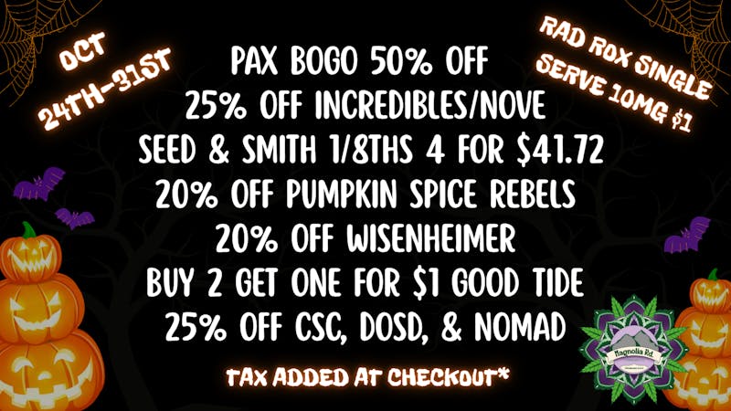 Magnolia Road Cannabis Co. - Boulder Sweet Halloween Deals!