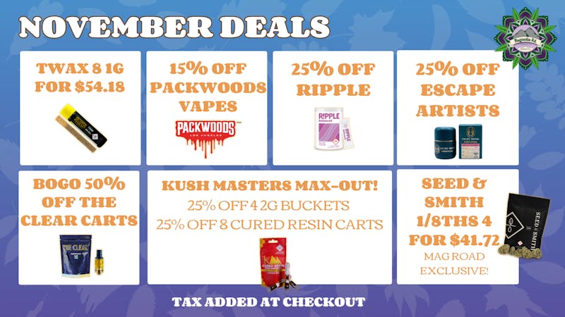 Magnolia Road Cannabis Co. - Trinidad BOGO 50% Off Clear Carts, Twax Bundles & More!