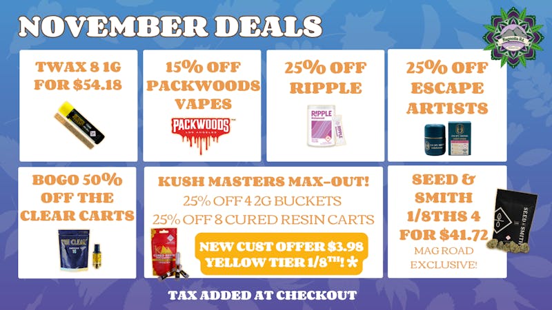 Magnolia Road Cannabis Co. - Trinidad BOGO 50% Off Clear Carts, Twax Bundles & More!