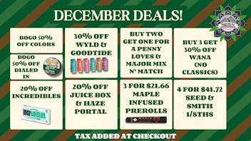 Magnolia Road Cannabis Co. - Boulder Holidaze Deals, 30% Off WYLD & GT!