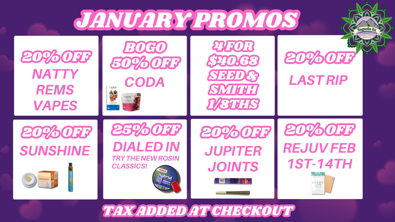 Magnolia Road Cannabis Co. - Log Lane Village 20% Off Sunshine & Jupiter Joint & More!