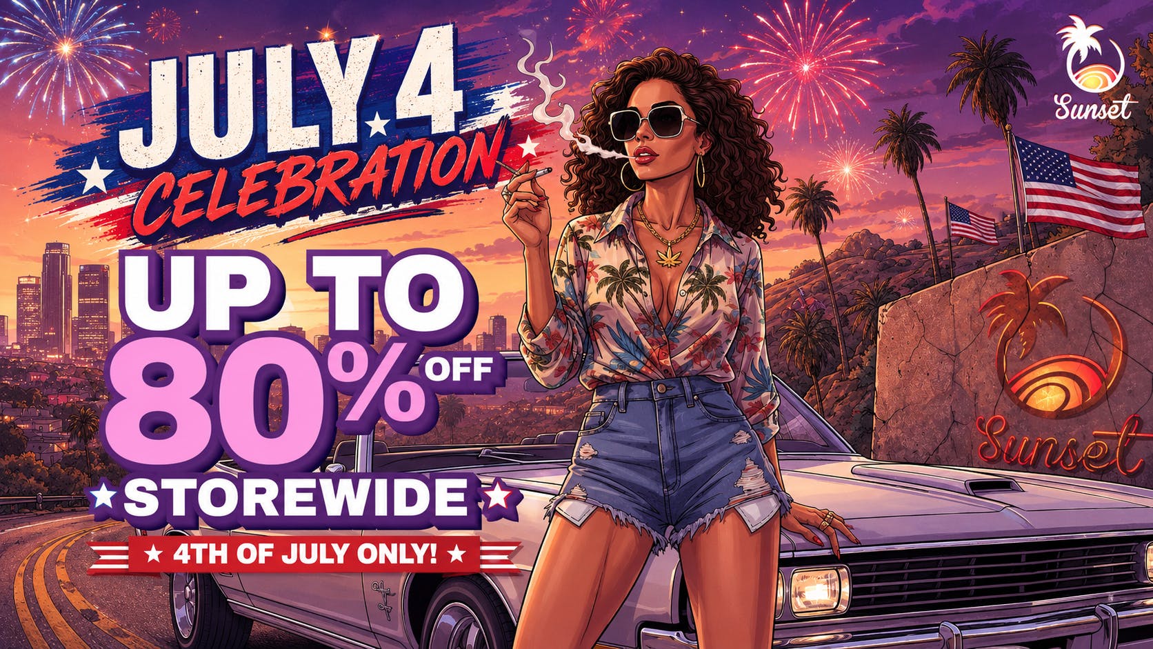 Sunset BLOWOUT JULY 4 DEALS🔥 UP TO 80% OFF + DJ AT STORE
