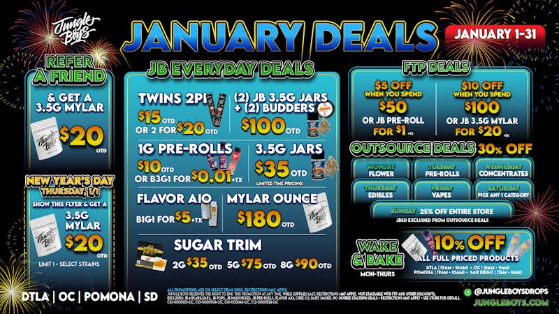 Jungle Boys DTLA January 1-31 Deals