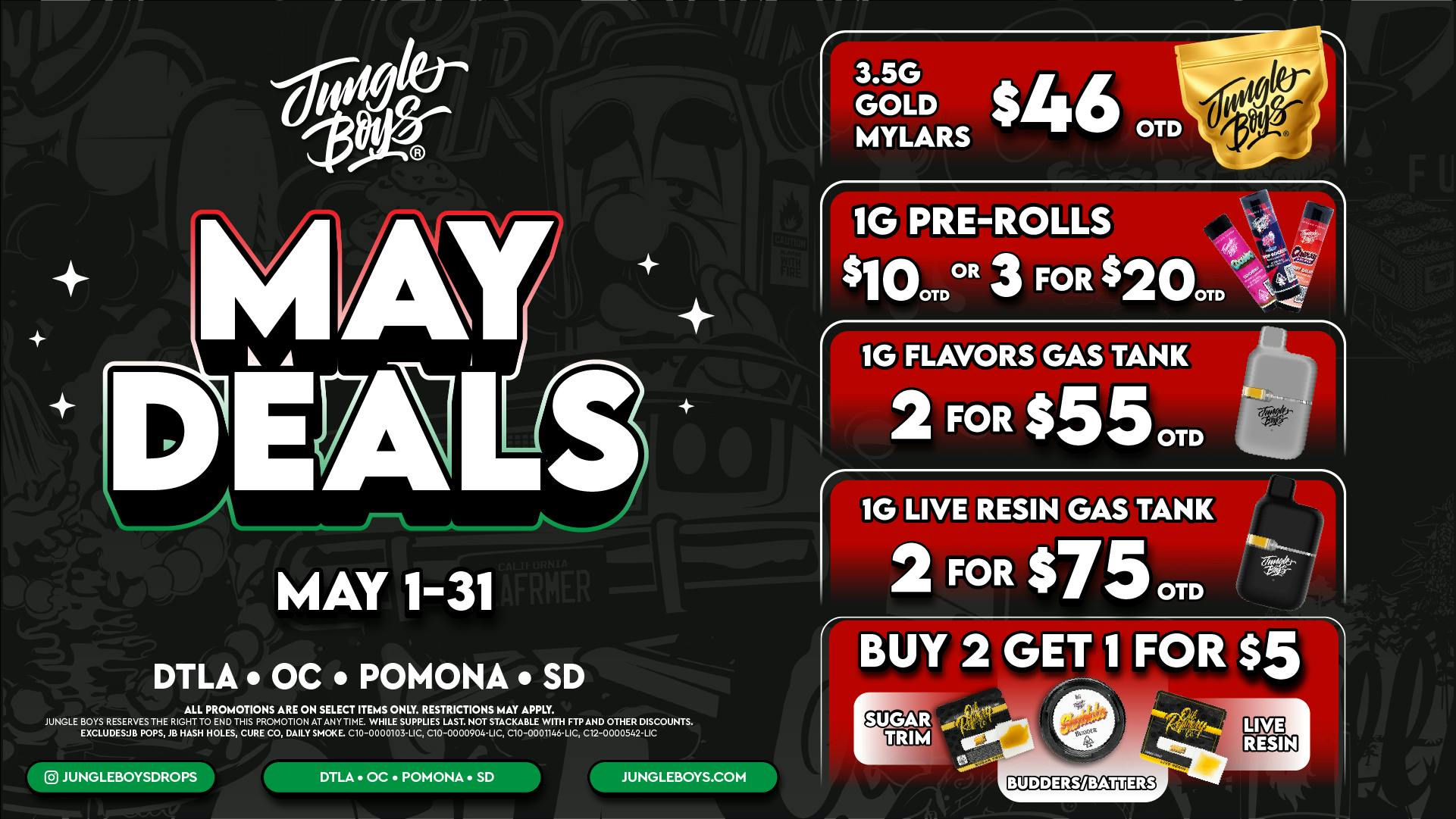 Jungle Boys DTLA Jungle Boys May 1-31 Deals!