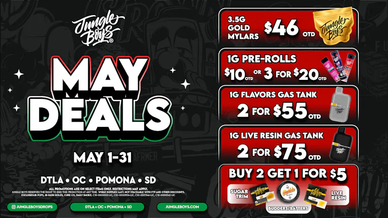 Jungle Boys OC Jungle Boys May 1-31 Deals!