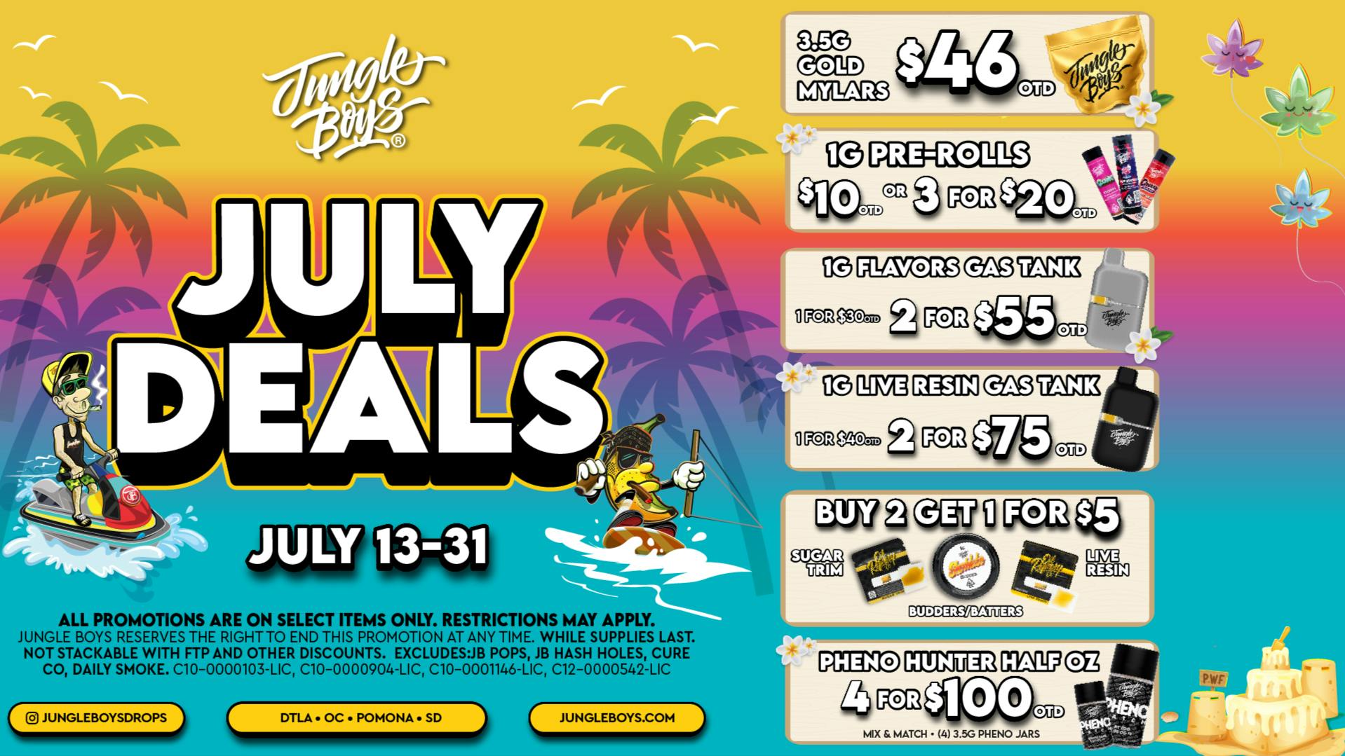Jungle Boys DTLA JB JULY DEALS!!