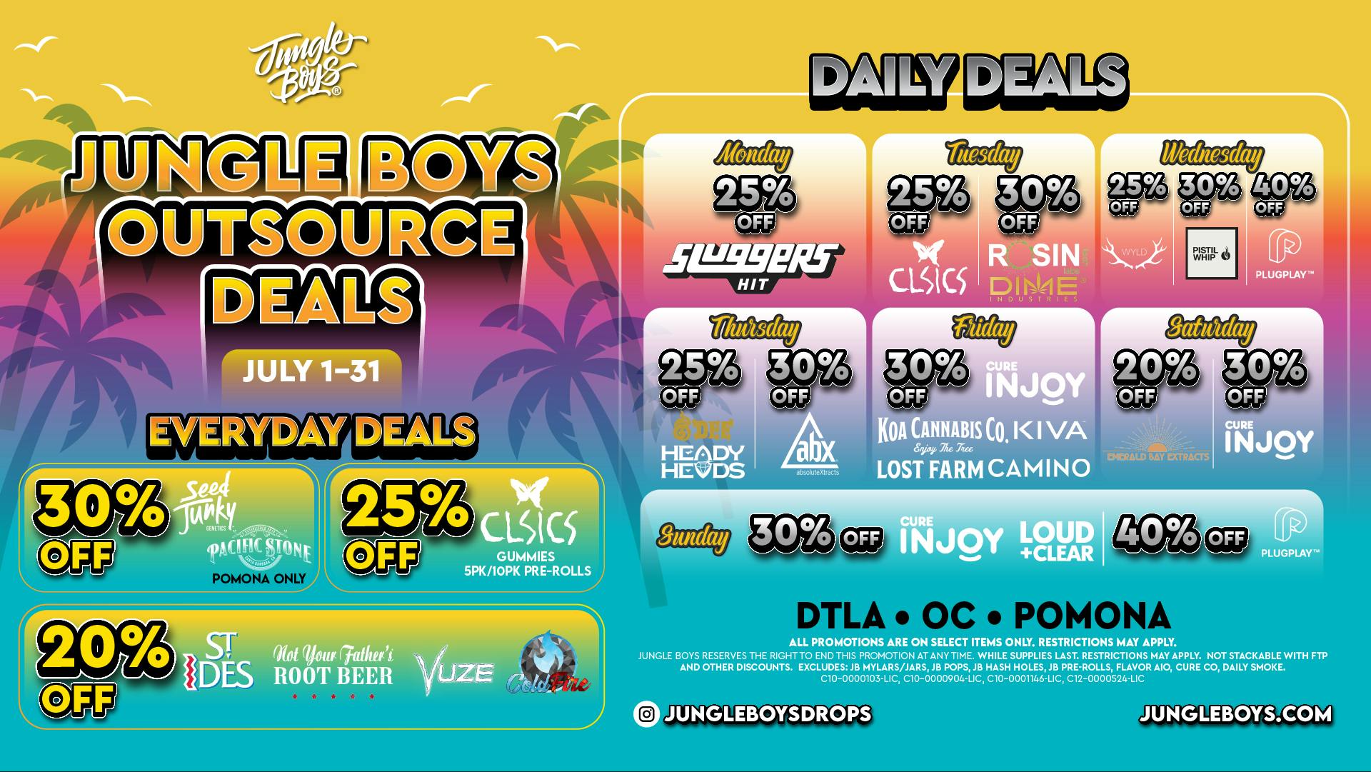 Jungle Boys DTLA OUTSOURCE JULY DEALS!!