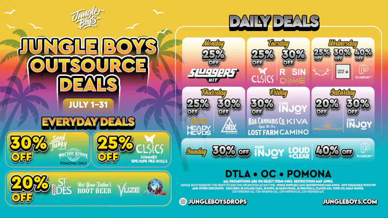 Jungle Boys DTLA OUTSOURCE JULY DEALS!!