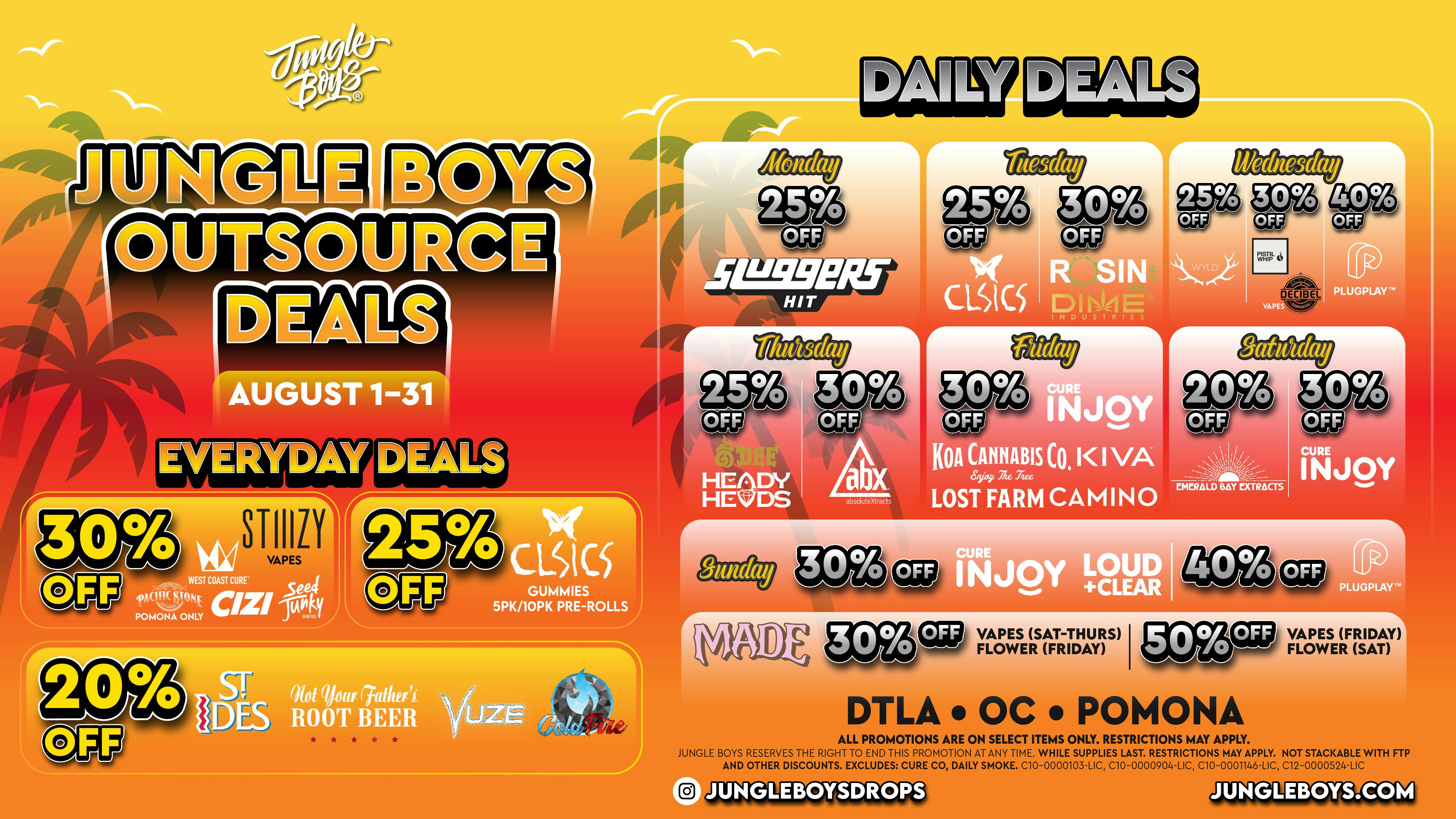 Jungle Boys - Pomona OUTSOURCE AUGUST DEALS!!