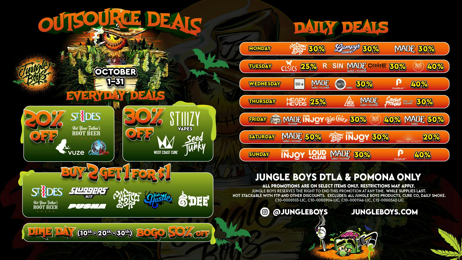 Jungle Boys DTLA OCTOBER OUTSOURCE DEALS!!
