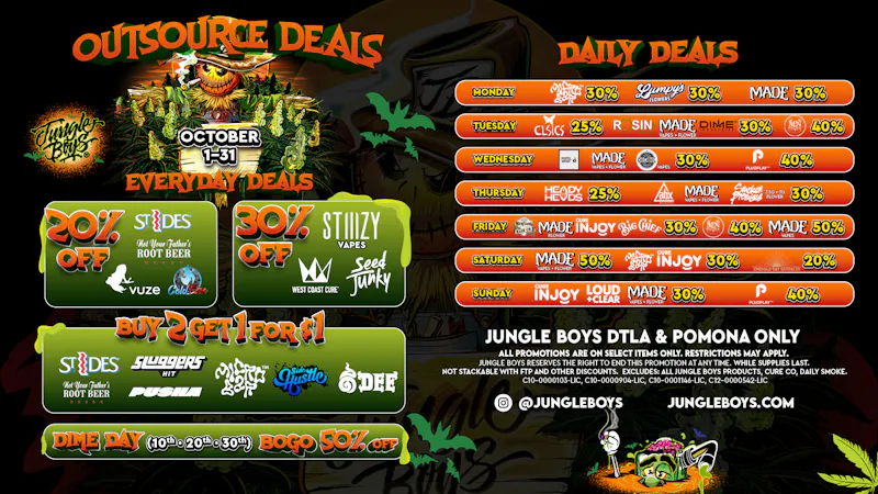 Jungle Boys DTLA OCTOBER OUTSOURCE DEALS!!