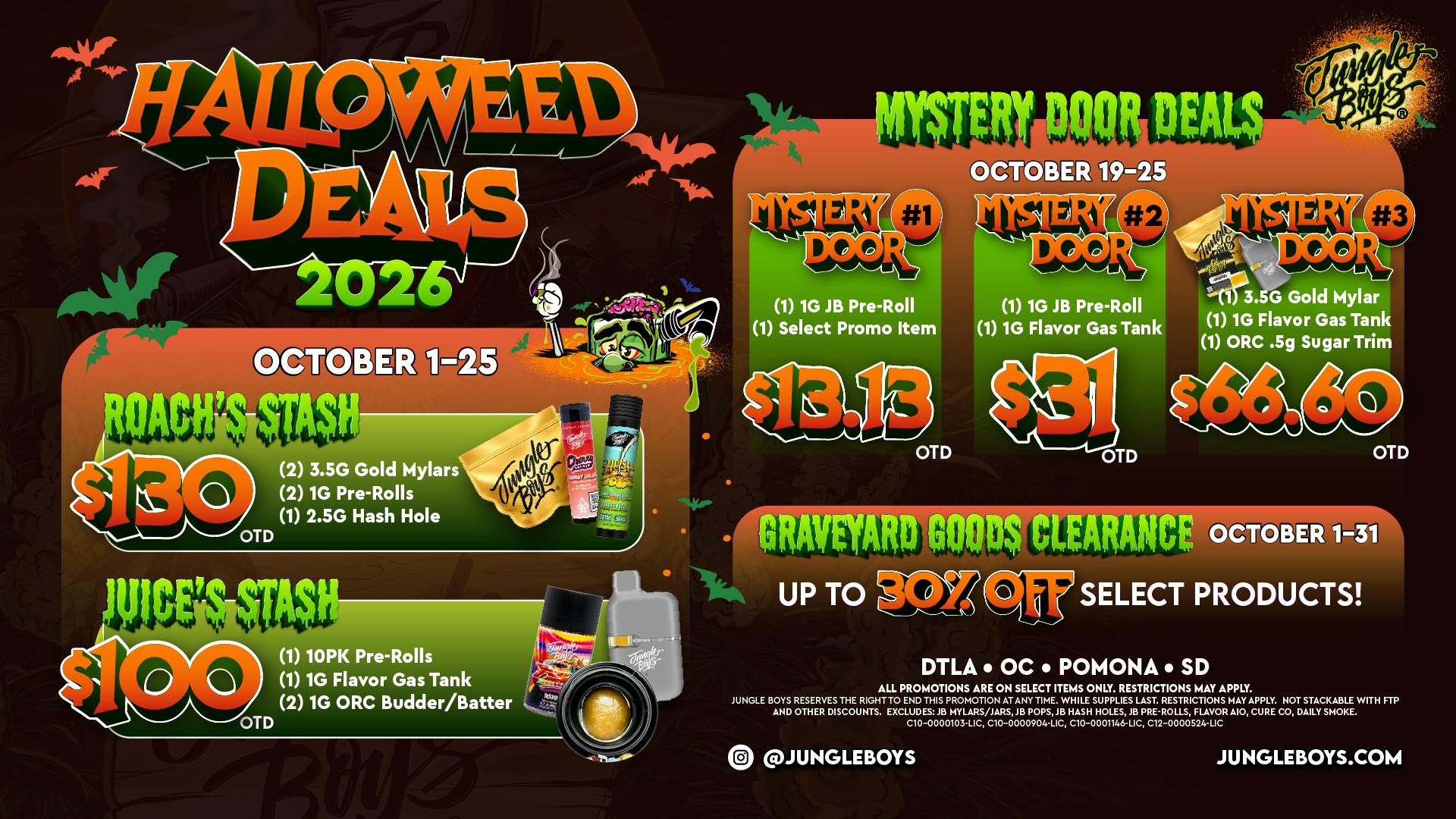 Jungle Boys DTLA JB HALLOWEED DEALS!!