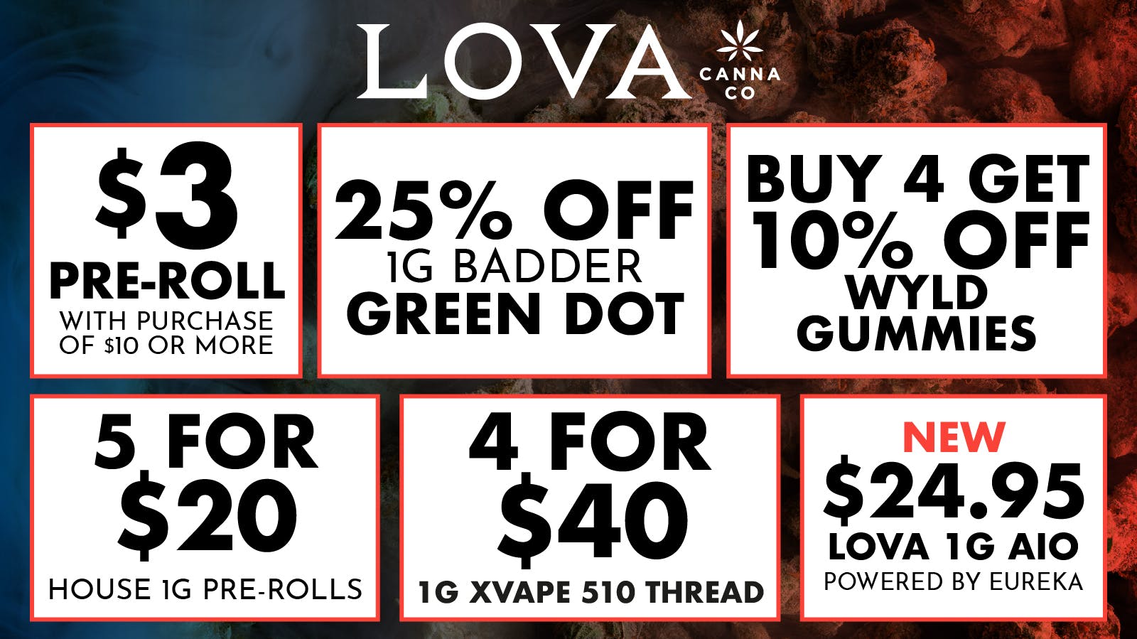 LOVA Downtown $3 Joint | 25% Off Green Dot | 4/$40 1g 510 Thread
