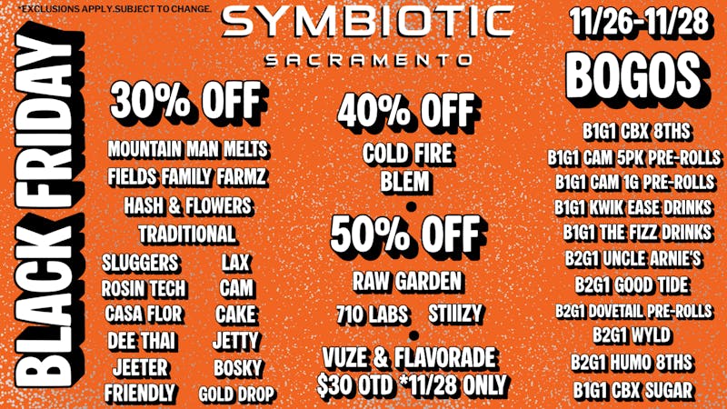 Symbiotic Sacramento BLACK FRIDAY DEALS
