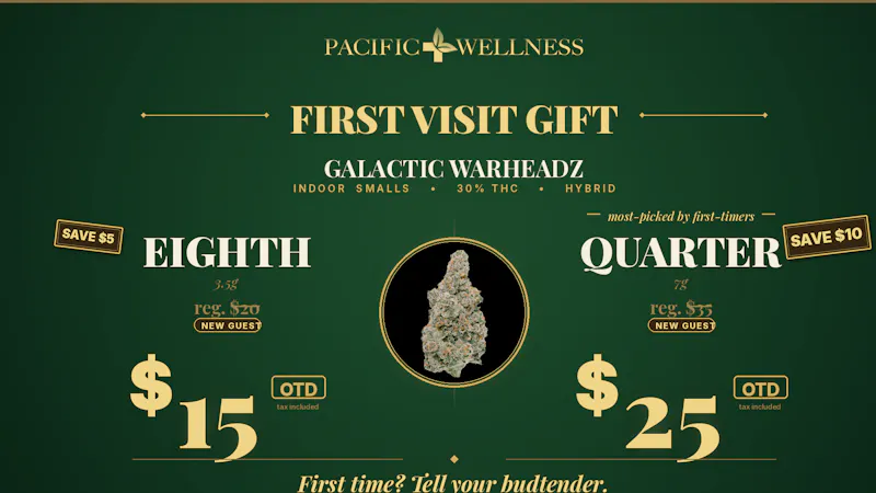 Pacific Wellness $15 Indoor Eighth or $25 Quarter
