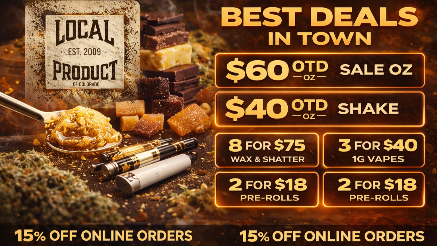 Local Product of Colorado (Recreational) 3 For $40 1G Carts Plus Daily Deals