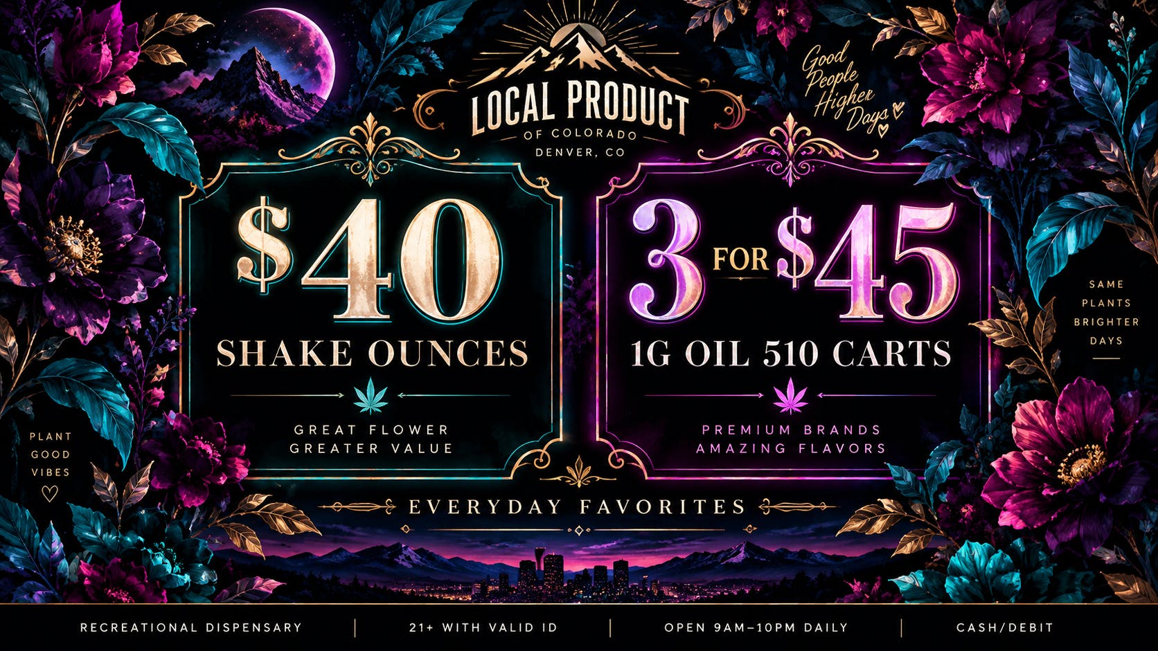 Local Product of Colorado (Recreational) 8G for $75 Wax & Shatter Plus Specials