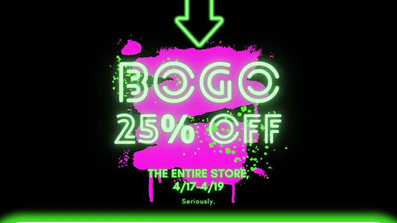 Elevations 4/17-4/19 BOGO 25% Off Entire Store