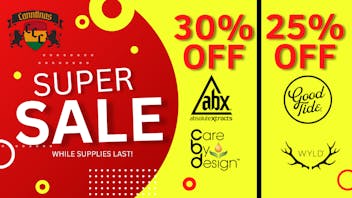 Canntinas 30% ABX & Care By Design; 25% Wyld & Good Tide