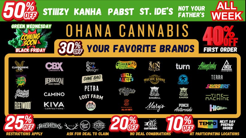 Ohana Cannabis - Beverly Hills 50% Off Tuesday Deals!