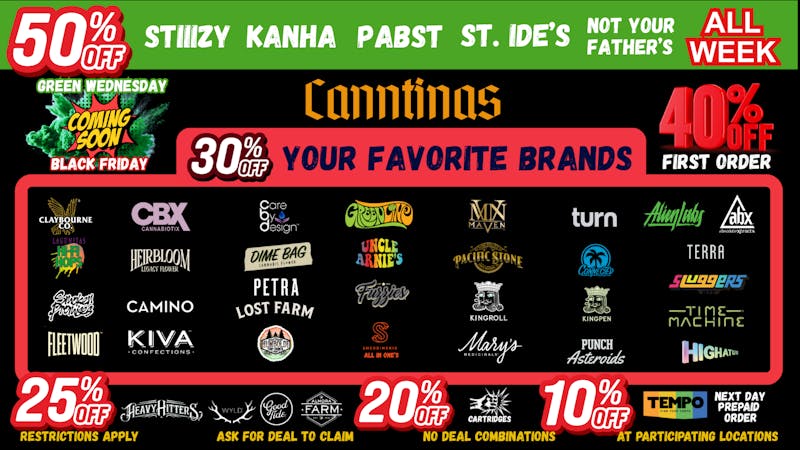 Canntinas 50% Off Tuesday Deals!