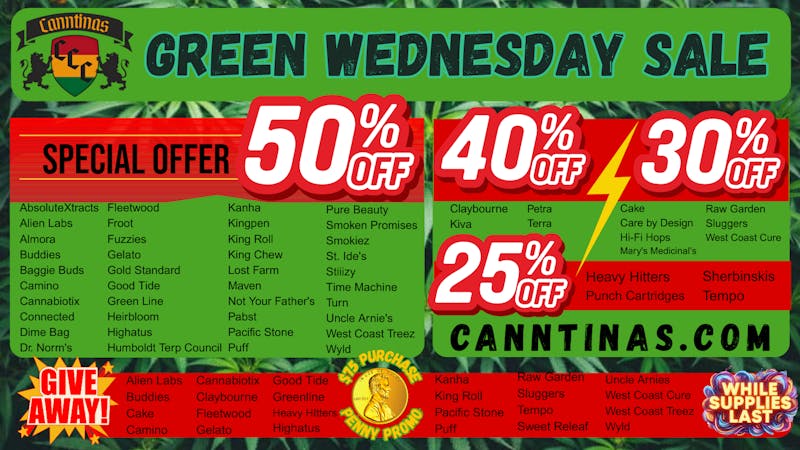 Canntinas 50% Off Green Wednesday Deals!