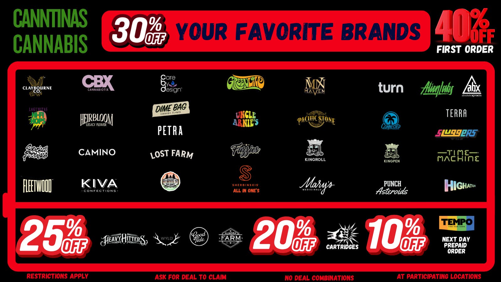 Canntinas 30% Off Sunday Deals!