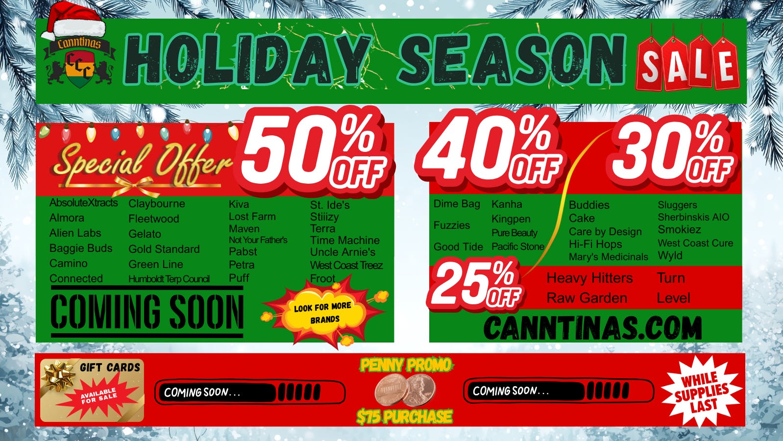 Canntinas 50% Off Holiday Deals!