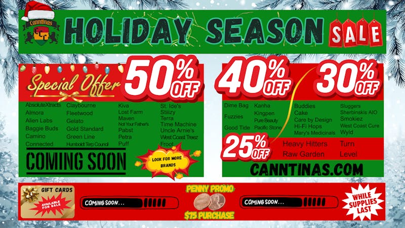 Canntinas 50% Off Holiday Deals!