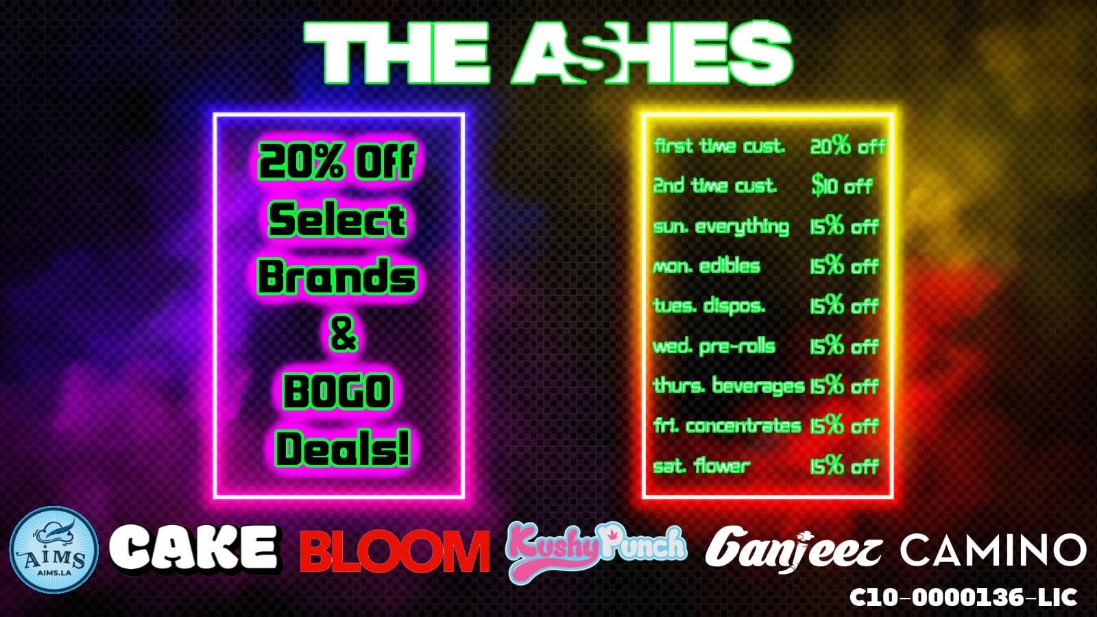 THE ASHES 20% OFF SELECT BRANDS AND BOGO DEALS!