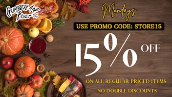 Cumberland Blues Delivery - Perris 15% OFF Storewide