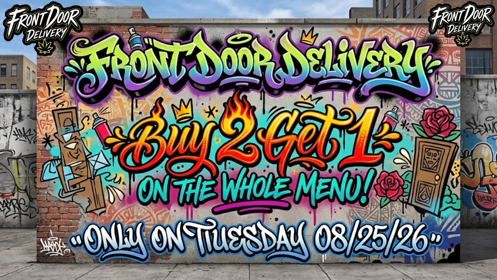 Front Door Enterprises - Lake Elsinore Buy 2 Get 1 on WHOLE MENU!