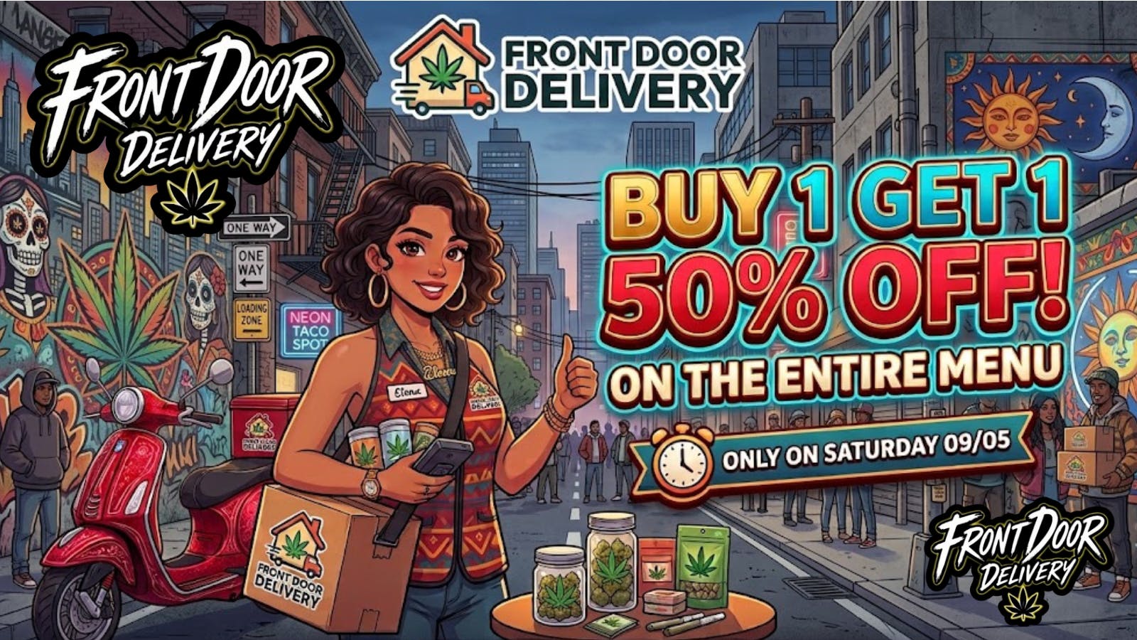 Front Door Enterprises - Hemet Buy 1 Get 1 50% OFF - Entire Menu!