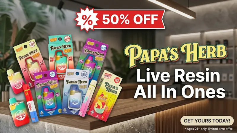 Hello Cannabis - Vista 50% OFF all Papa's Herb Live Resin AIOs