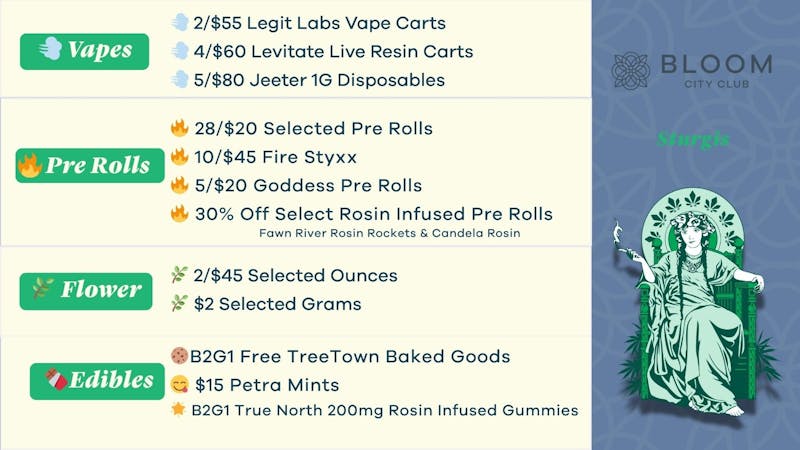 Bloom City Club Sturgis 🍂 Seasons Change 🍂 💰 Prices Fall 💰 Save Today!