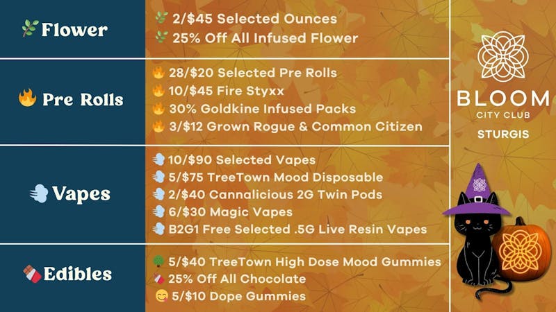 Bloom City Club Sturgis 🎃 Boo! These Savings are Spooky 👻
