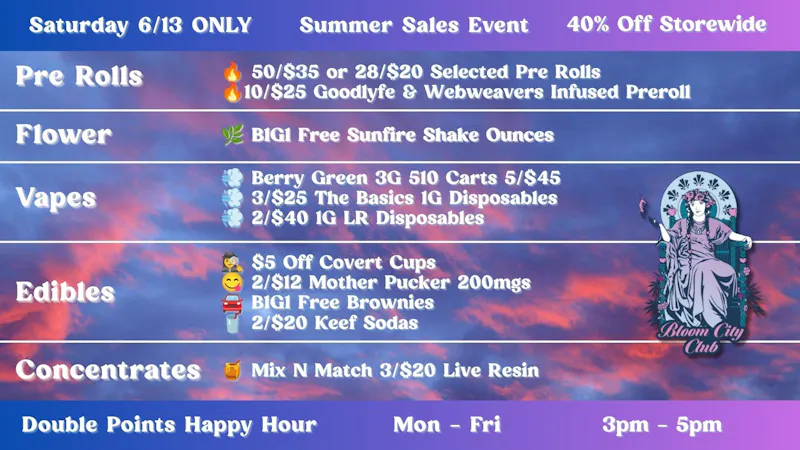 Bloom City Club Sturgis 🌻 Bloom Summer is NOW! Happy Hour & HUGE SALES 🤑