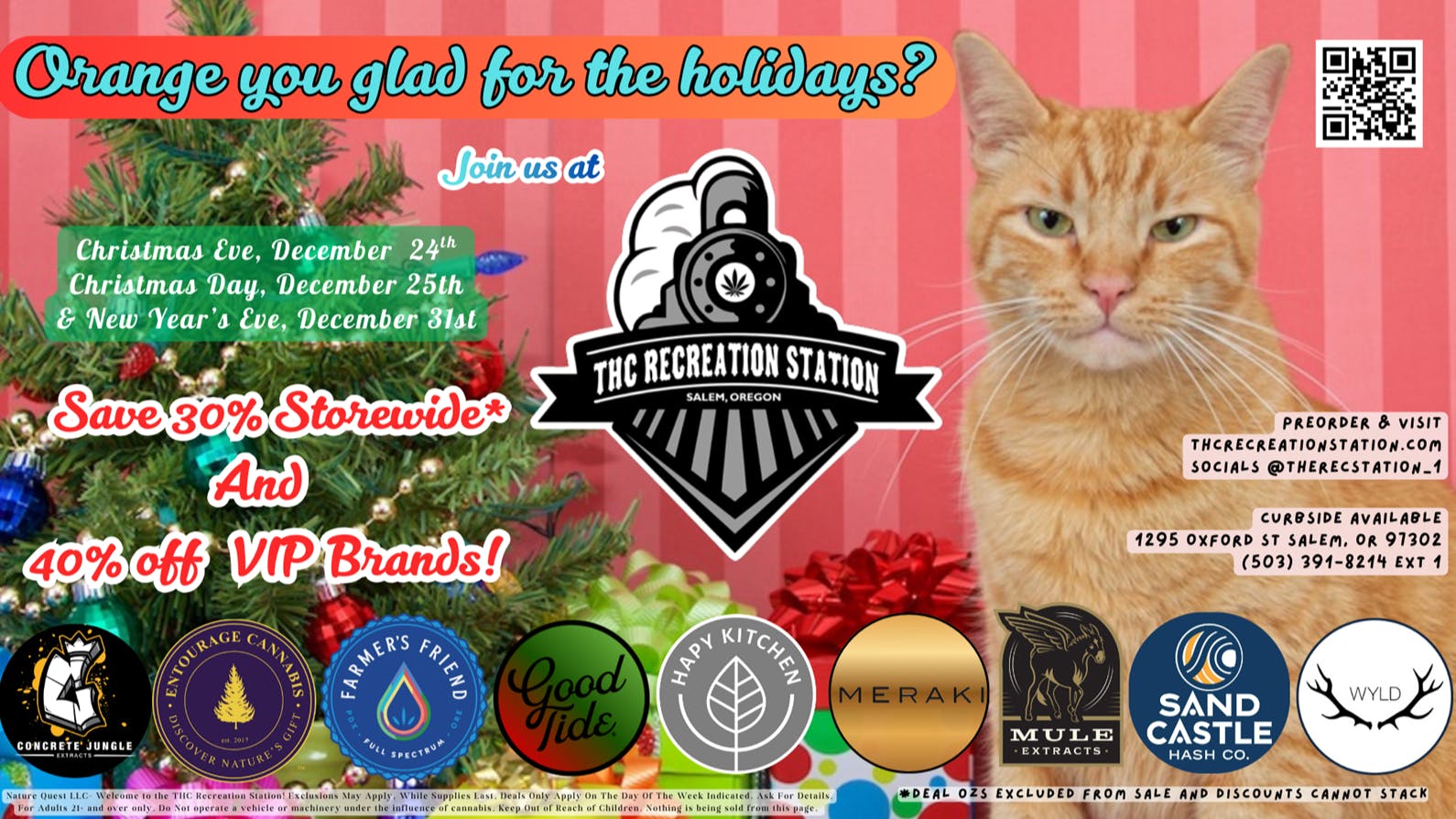 THC Recreation Station Salem Christmas Eve and Christmas Day 30% Off Storewide