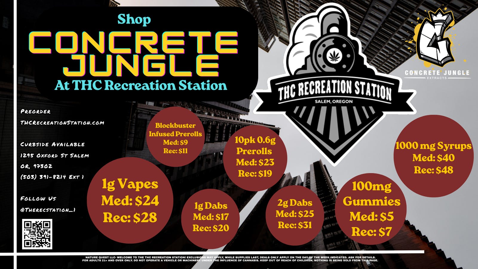 THC Recreation Station Salem Concrete Jungle is getting its prices lowered!